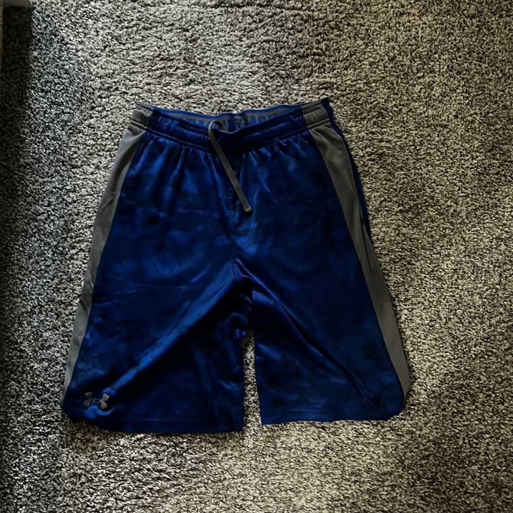 Blue and grey under armour shorts